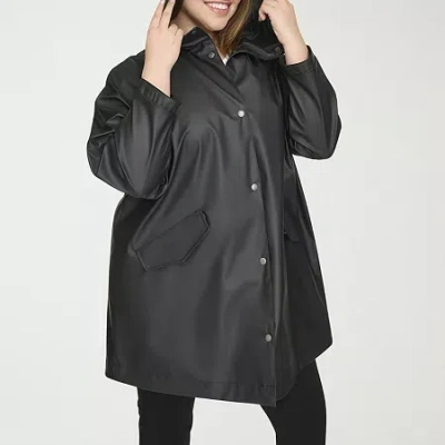 Levi 's Womens Plus Hooded Water Resistant Midweight Raincoat In Black