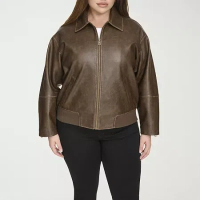 Levi 's Womens Plus Faux Leather Midweight Bomber Jacket In Brown