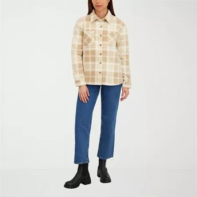 Hfx Womens Faux Fur Lightweight Shirt Jacket In Brown