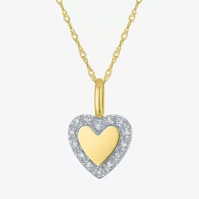 Fine Jewelry (g-h / I1-i2) Womens Diamond Accent Lab Grown White Diamond 10k Gold Heart 18 Inch Pendant Necklace In Transparent