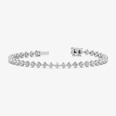Fine Jewelry (f / Si2) Womens 5 Ct. T.w. Lab Grown White Diamond 10k White Gold Diamond 7.5 Inch Tennis Bracelet In Transparent