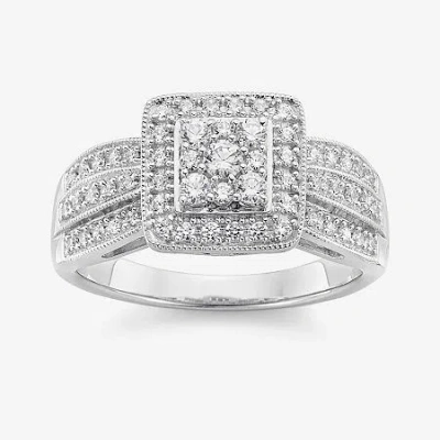 Fine Jewelry Diamond Blossom 1/2 Ct.t.w. Natural Diamond In 10k White Gold Ring In White