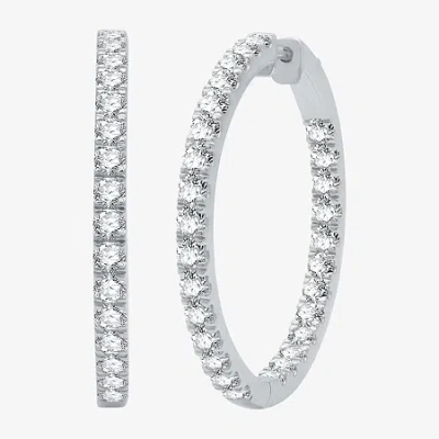 Fine Jewelry (h-i / I1) 4 Ct. T.w. Lab Grown Diamond 10k Or 14k White Or Yellow Gold 34.3mm Hoop Earrings In White