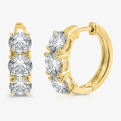 Fine Jewelry (g/si1-si2) Womens 5 Ct. T.w. Lab Grown White Diamond 14k Gold 18.9mm Hoop Earrings In Transparent