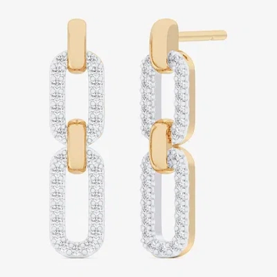 Fine Jewelry (g-h / Si1-si2) Womens 1/4 Ct. T.w. Lab Grown White Diamond 10k Gold Paperclip Drop Earrings In Transparent