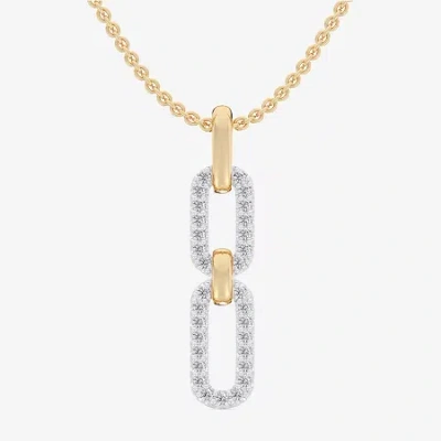 Fine Jewelry (g-h / Si1-si2) Womens 1/6 Ct. T.w. Lab Grown White Diamond 10k Gold Paperclip 18 Inch Pendant Neckl In Transparent