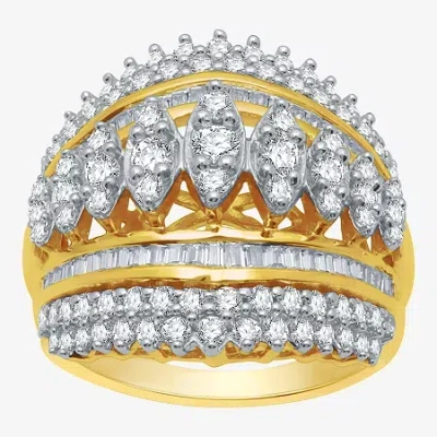 Fine Jewelry 2 Ct. T.w. Diamond 10k White Or Yellow Gold Cluster Ring In Yellow