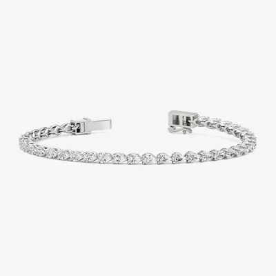 Fine Jewelry (f / Si2) Womens 5 Ct. T.w. Lab Grown White Diamond 10k White Gold Pear 7 3/4 Inch Tennis Bracelet In Transparent