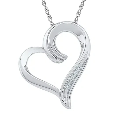 Fine Jewelry Womens Diamond Accent Natural White Diamond 10k Gold Heart 18 Inch Pendant Necklace In Transparent
