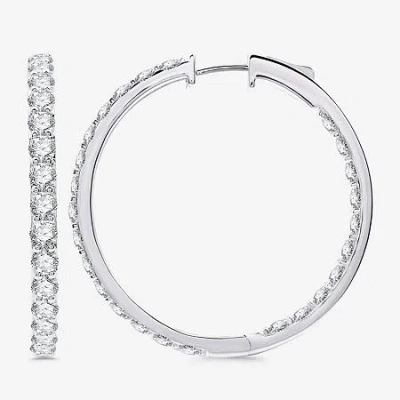 Fine Jewelry (h-i / Si2-i1) 5 Ct. T.w. Lab Grown White Diamond 10k White Or Yellow Gold 35mm Hoop Earrings In White