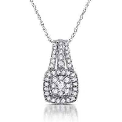 Fine Jewelry Diamond Blossom Womens 1 Ct. T.w. Natural White Diamond 10k Gold Cushion 18 Inch Pendant Necklace In Transparent