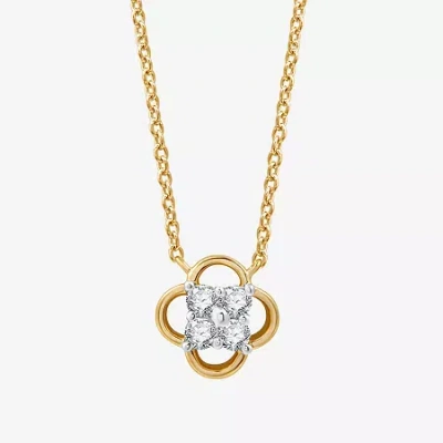 Fine Jewelry Womens 1/6 Ct. T.w. Lab Grown White Diamond 10k Gold 17 Inch Pendant Necklace In Transparent