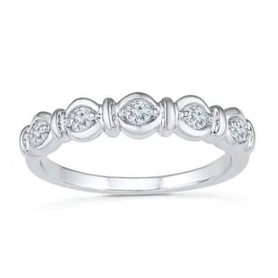 Fine Jewelry Womens 3/8 Ct. T.w. Natural White Diamond 10k White Gold Stackable Ring In White