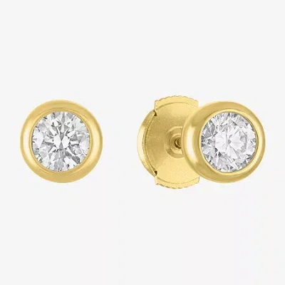 Fine Jewelry Diamond Addiction (g-h / Si2-i1) 1 Ct. T.w. Lab Grown White Diamond 14k Gold 7mm Round Stud Earrings In Yellow