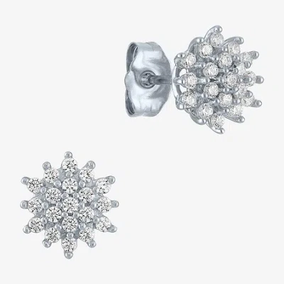 Fine Jewelry Cluster (g-h / Si2-i1) 1/3 Ct. T.w. Lab Grown Diamond 10k White Gold Stud Earrings In White