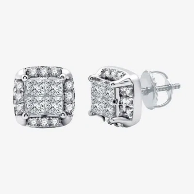 Fine Jewelry (h-i / Si2-i1) 1 Ct. T.w. Lab Grown White Diamond 10k White Gold 8.9mm Stud Earrings In White