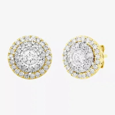 Fine Jewelry Diamond Blossom (h / I1) 1 Ct. T.w. Lab Grown White Diamond 10k Gold 10.6mm Round Stud Earrings In Yellow