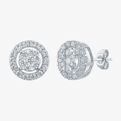 Fine Jewelry Diamond Blossom (g / Si2) 1 Ct. T.w. Lab Grown White Diamond 10k White Gold 6.1mm Round Stud Earring In White