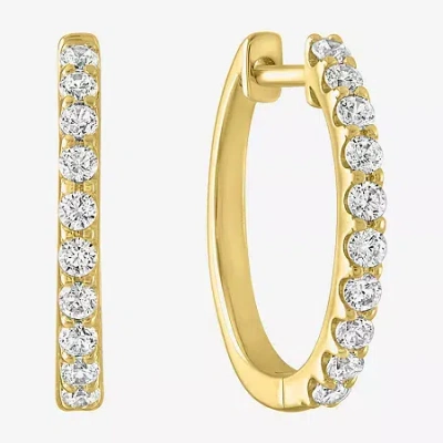 Fine Jewelry (g-h / Si2-i1) Womens 1/3 Ct. T.w. Lab Grown Diamond 10k Gold 15mm Hoop Earrings In Yellow