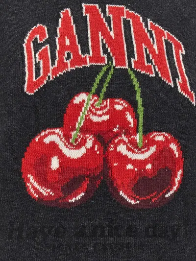 Ganni Cherry Vest In Gray