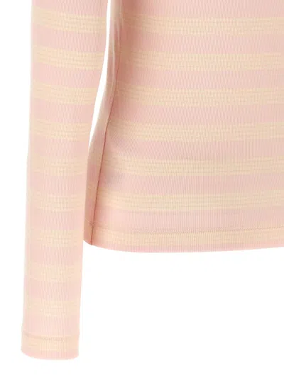 Ganni Striped Sweater T-shirt Pink In Pink