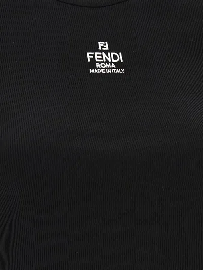 Fendi Women Black Stretch Cotton T-shirt In Black