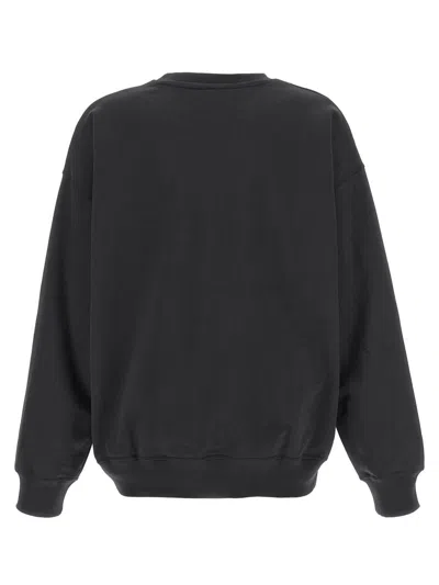 Ganni Crewneck Sweatshirt Bear Graphic Rhinestones Message In Black