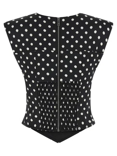 Ganni Polka Dot Top In Black