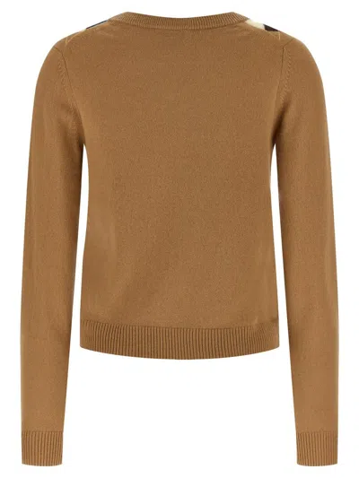 Ganni Diamond-shaped Cardigan Sweaters And Cardigans Beige In Brown