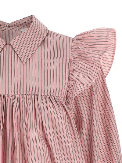 Ganni Striped Blouse Shirt And Blouse Pink In Pink