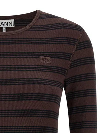 Ganni Striped Sweater T-shirt Multicolor In Multi