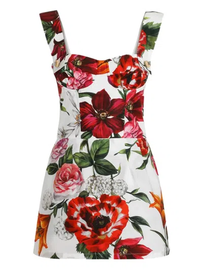Dolce & Gabbana Floral Mini Dress Sweetheart Neckline Straps In Multi
