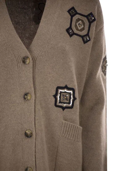 Max Mara Wool Blend Gioire Oversized Knit Cardigan In Brown