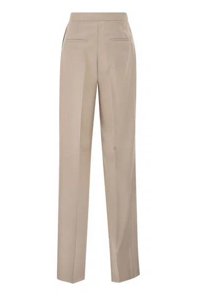 Max Mara Mxmgirone - Trousers In Wool, Mohair And Silk In Neutral