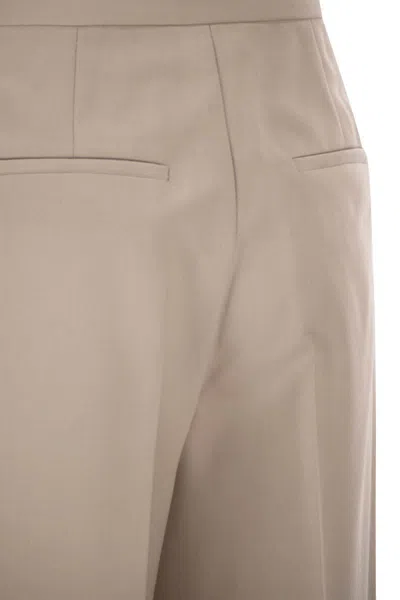 Max Mara Mxmgirone - Trousers In Wool, Mohair And Silk In Neutral