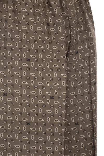Max Mara Vischio Printed Silk Satin Wide-leg Pants In Brown