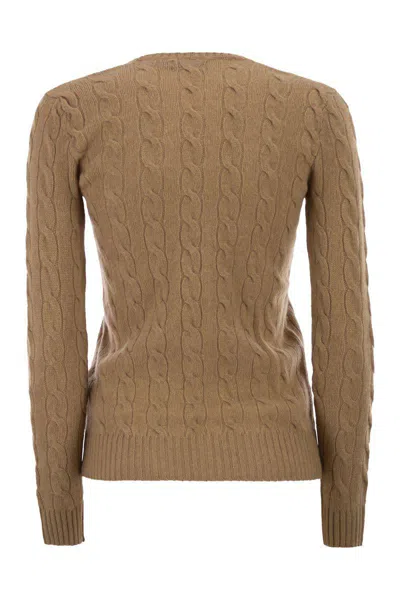 Polo Ralph Lauren Wool And Cashmere Cable Knit Jumper In Brown