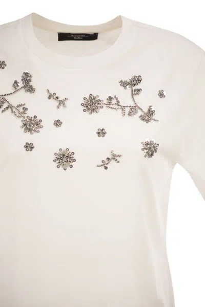 Weekend Max Mara Wkdagile - Jersey T-shirt With Print And Embroidery In White
