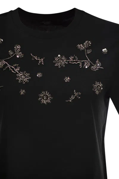 Weekend Max Mara Wkdagile - Jersey T-shirt With Print And Embroidery In Black