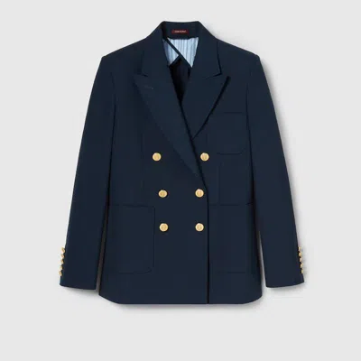 Gucci Cotton Double-breasted Blazer In Blue