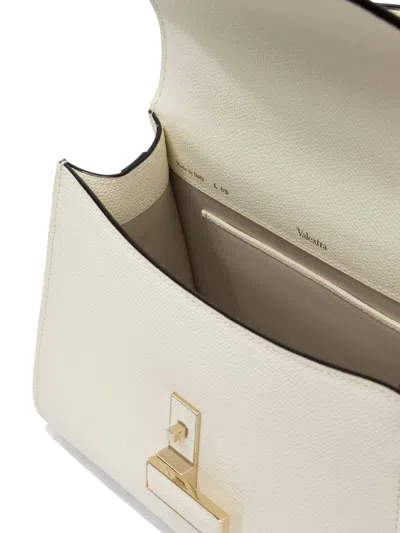 Valextra Mini Iside Leather Top Handle Bag In White