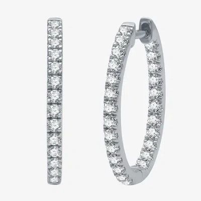 Fine Jewelry (h-i / I1) 1 Ct. T.w. Lab Grown Diamond 10k Or 14k White Or Yellow Gold 23.1mm Hoop Earrings In White