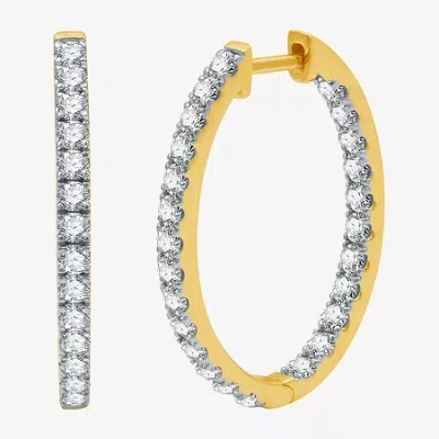 Fine Jewelry (h-i / I1) 2 Ct. T.w. Lab Grown Diamond 10k Or 14k White Or Yellow Gold 28.2mm Hoop Earrings In Yellow