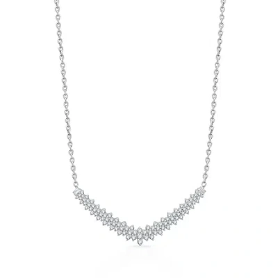 Fine Jewelry Womens White Diamond 10k White Gold 16 Inch Chevron Necklace In Transparent