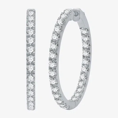 Fine Jewelry (h-i / I1) 3 Ct. T.w. Lab Grown Diamond 10k Or 14k White Or Yellow Gold 30.9mm Hoop Earrings In White
