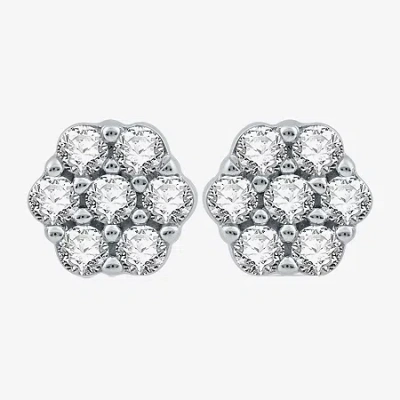 Fine Jewelry Diamond Blossom 1/2 Ct. T.w. 1/2 Ct. T.w. Natural White Diamond 10k White Gold 7.1mm Stud Earrings In White