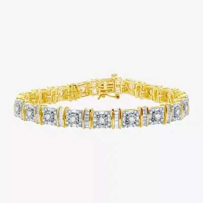 Fine Jewelry Womens 5 Ct. T.w. Natural White Diamond 10k Gold 7.5 Inch Tennis Bracelet In Yellow