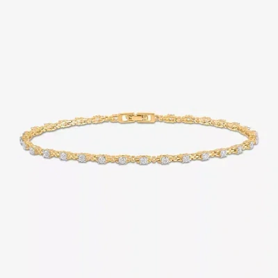 Fine Jewelry Womens 1 Ct. Lab Grown White Diamond 10k White Gold Tennis Bracelet In Yellow