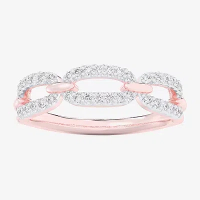 Fine Jewelry (g-h / Si1-si2) Womens 1/4 Ct. T.w. Lab Grown White Diamond 10k Rose Gold Cocktail Ring In Pink