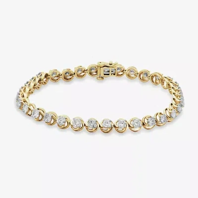 Fine Jewelry Womens 5 Ct. T.w. Lab Grown White Diamond 10k Gold Tennis Bracelet In Transparent